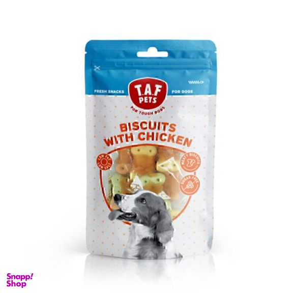 تشویقی بیسکویتی سگ تاف پتز طعم مرغ وزن 75 گرم