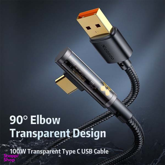 کابل تبدیل USB به USB-C مک دودو مدل CA-3381 90Transparent طول 1.8 متر