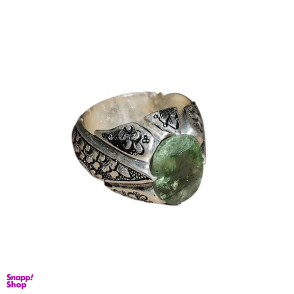 انگشتر نقره مردانه مدل زبرجد رکاب قلمزنی