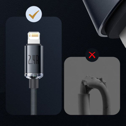 کابل تبدیل USB به لایتنینگ باسئوس مدل Crystal Shine طول 2 متر