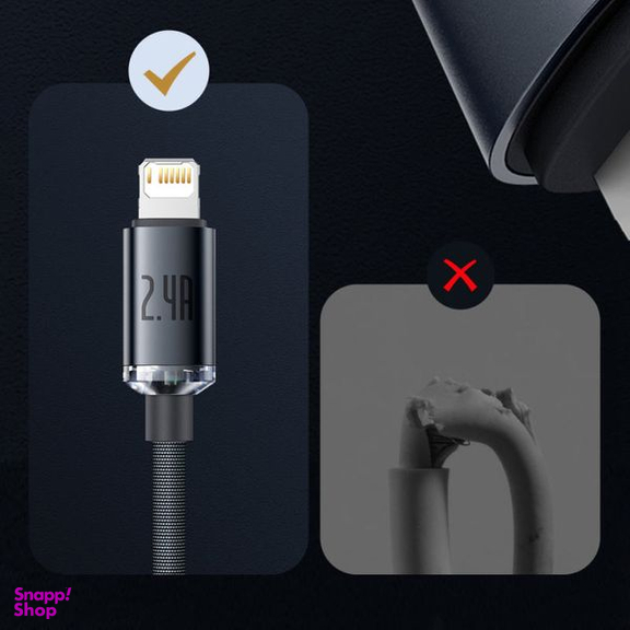 کابل تبدیل USB به لایتنینگ باسئوس مدل Crystal Shine طول 2 متر