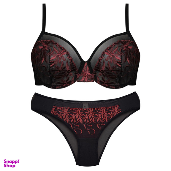 ست شورت و سوتین زنانه برتا مدل فنردار گیپور کد 4695-2020 N