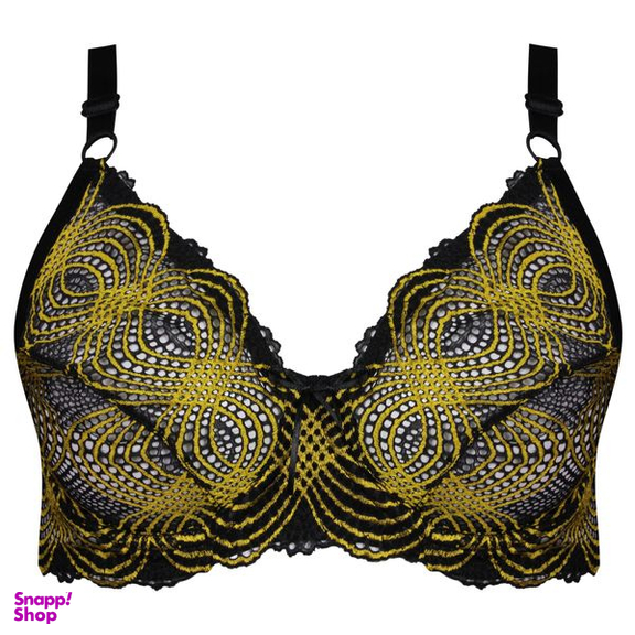 ست شورت و سوتین زنانه کارنا رز مدل فنردار گیپور هندسی کد 4874-2038-2 رنگ زرد