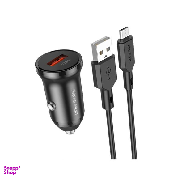 شارژر فندکی بروفون مدل BZ18 QC3.0 18W به همراه کابل تبدیل MicroUSB