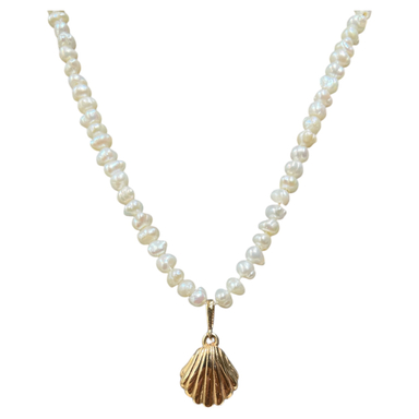 گردنبند طلا 18 عیار زنانه مدل مروارید و صدف کد 1455