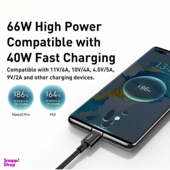 کابل دیتا 66 وات بیسوس Type-C مدل CATYS-01 طول 1 متر