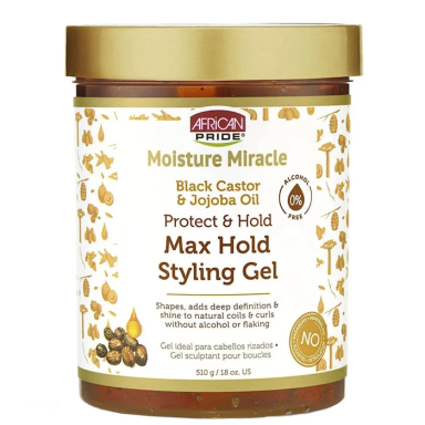 ژل مو آفریکن پراید مدل Black Castor & Jojoba Oil مناسب موهای فر و مجعد حجم 510 میلی‌ لیتر