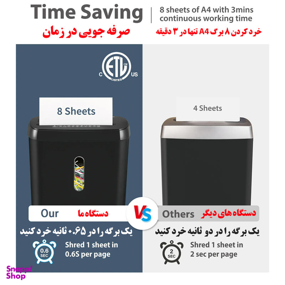 کاغذ خردکن مدل SD108P