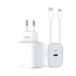شارژر دیواری گوشی موبایل رسی مدل RC50ECL به همراه کابل Type-C به Lightning