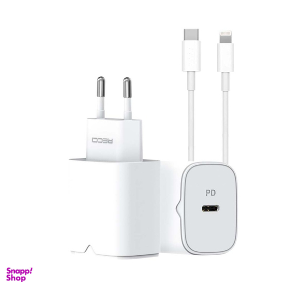 شارژر دیواری گوشی موبایل رسی مدل RC50ECL به همراه کابل Type-C به Lightning