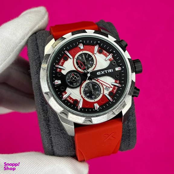 ساعت عقربه ای مردانه اکستری کد X6077-C قرمز نقره ای