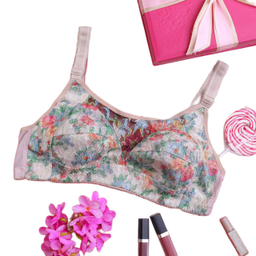 سوتین دانتل زیر کتی آبرنگی طرح گل باراد کد 8956