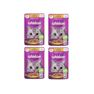 پوچ گربه ویسکاس با طعم مرغ وزن 85 گرم بسته 4 عددی