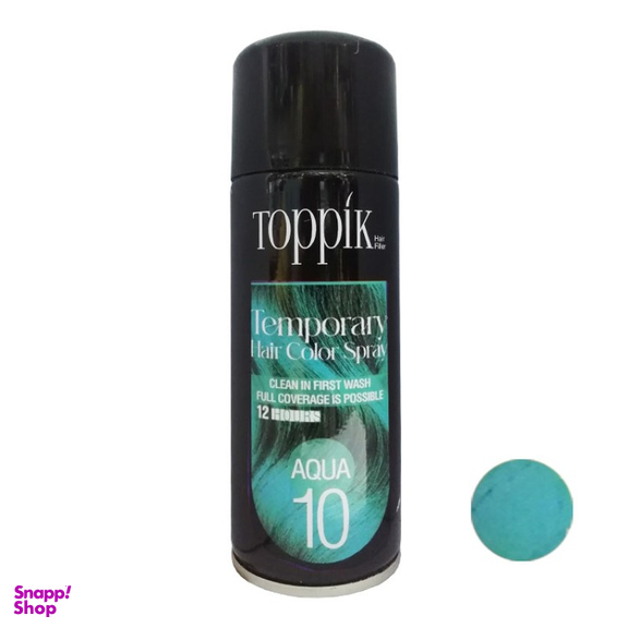 اسپری رنگ مو تاپیک هیر فیلر مدل Temporary حجم 150 میلی لیتر رنگ فیروزه ای
