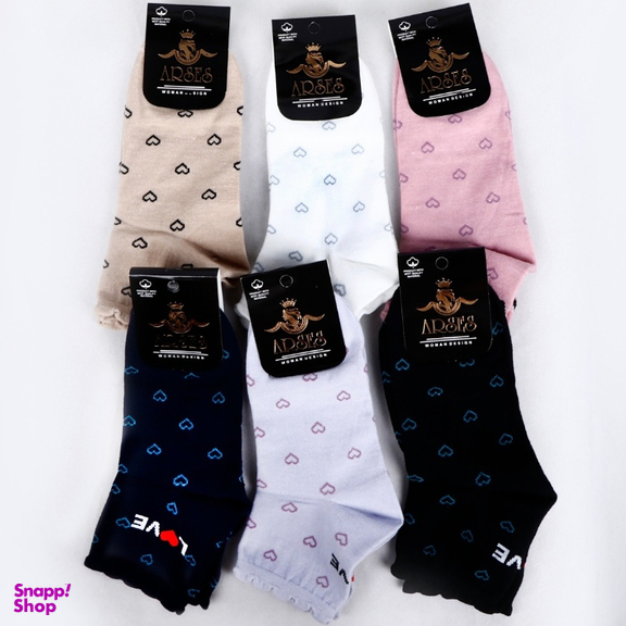 جوراب زنانه آرسس طرح قلب کد 411 مجموعه 6 عددی