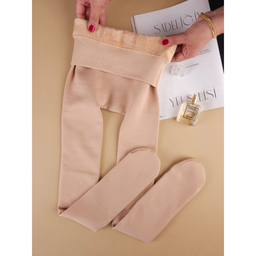 جوراب شلواری زنانه مدل خز زمستانی رنگ کرم