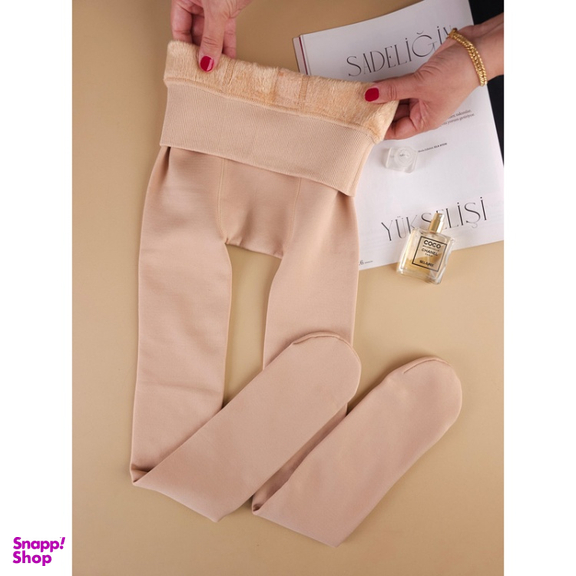 جوراب شلواری زنانه مدل خز زمستانی رنگ کرم