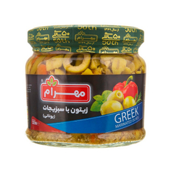 ترشی زیتون با سبزیجات یونانی مهرام وزن 320 گرم