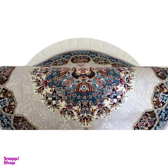 فرش ماشینی مدل گرد طرح هالیدی زمینه فیلی