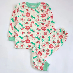 ست تیشرت آستین بلند و شلوار نوزادی مدل حیوانات کد 4145 رنگ سفید