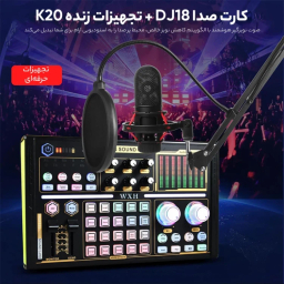 میکروفون کاندنسر مدل WH1000 به همراه کارت صدا اکسترنال مدل DJ18 مجموعه 12 عددی