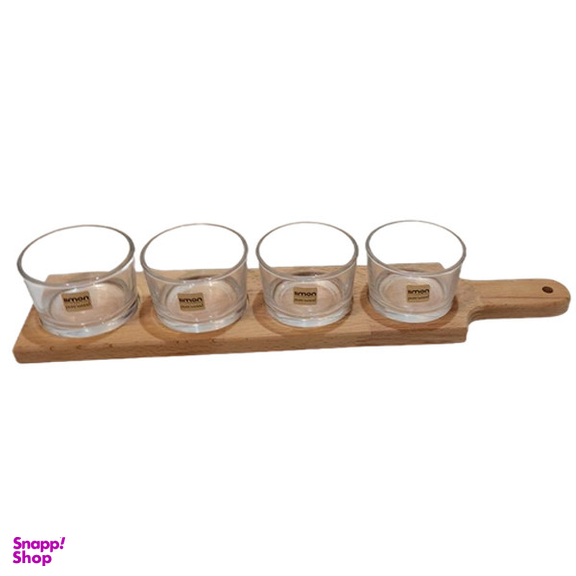 اردوخوری لیمون مدل گرد پایه چوبی کد RM2223 مجموعه 4 عددی