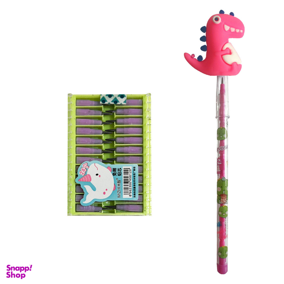 مداد فشنگی طرح دایناسور تپلکی کد 5 به همراه 24 عدد نوک اضافه