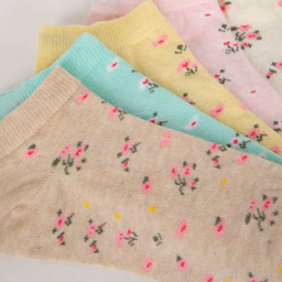 جوراب ساق کوتاه زنانه دفکتو مدل Flowers بسته 5 عددی