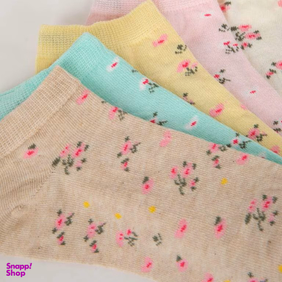جوراب ساق کوتاه زنانه دفکتو مدل Flowers بسته 5 عددی