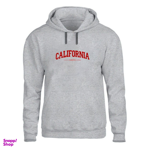 هودی کد H00313 طرح کالیفرنیا رنگ طوسی