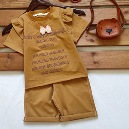 ست تیشرت و شلوارک دخترانه مدل پاپیون