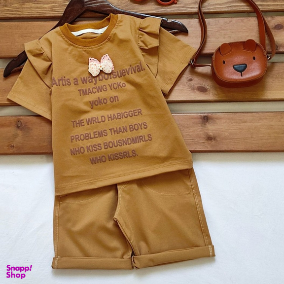 ست تیشرت و شلوارک دخترانه مدل پاپیون