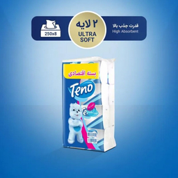 دستمال کاغذی 250 برگ تنو مدل Soft بسته 8 عددی