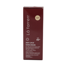 کرم ضد آفتاب رنگی لافارر SPF 40 مدل anti spot ‌مناسب پوست‌های چرب حجم 40 میلی‌لیتر