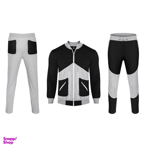 ست سویشرت و شلوار ورزشی مردانه ساروک  مدل تیکه دوزی رنگ مشکی