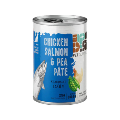 کنسرو غذای گربه بالغ دی پی اس مدل پته طعم مرغ و سالمون و نخود وزن ۴۰۰ گرم