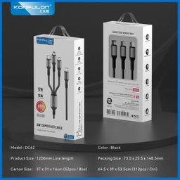 کابل تبدیل usb-C به usb-C / MicroUSB / لایتنینگ کانفلون مدل DC62 طول 1.2 متر