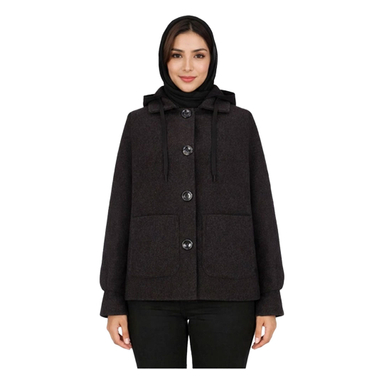 پالتو زنانه السانا مدل فرتاک کد 236901 رنگ مشکی