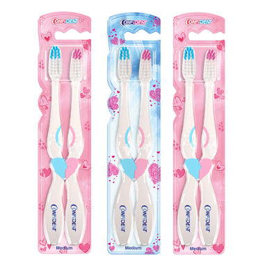 مسواک کانفیدنت مدل CT-Biform برس متوسط مجموعه ۳ بسته ۲ عددی