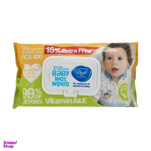 دستمال مرطوب کودک دافی کد 005 بسته 100 عددی