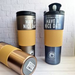 ماگ سفری دور سیلیکونی طرح Have A Nice Day گنجایش 0.5 لیتر