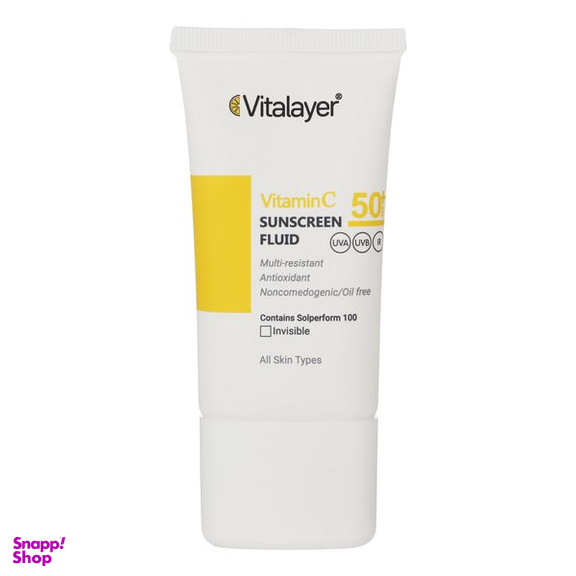 فلوئید ضدآفتاب بی رنگ ویتالیر SPF 50 مدل Vitamin C مناسب انواع پوست حجم 50 میلی لیتر