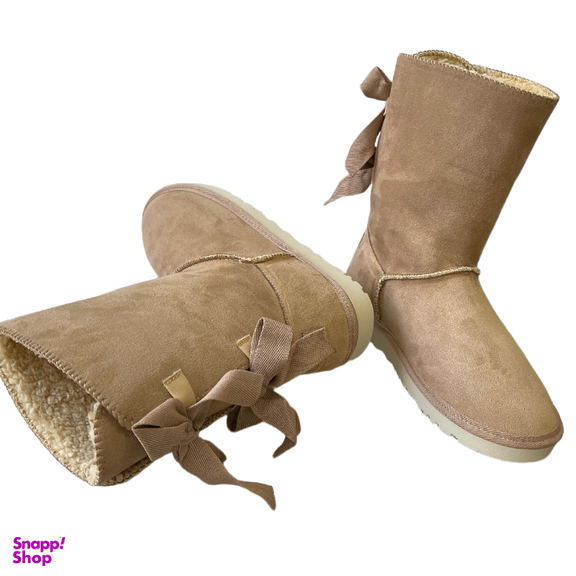 بوت زنانه طرح اگ مدل پشت بندی رنگ کرم