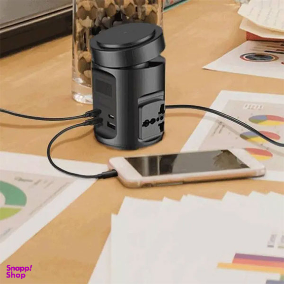 چند راهی برق و شارژر وایرلس مگ سیف پاورولوژی مدل MagSafe Power Hub PWCUQC014