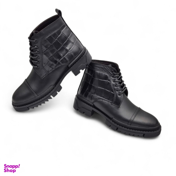 نیم بوت مردانه چرم ریباری مدل Z31 رنگ مشکی