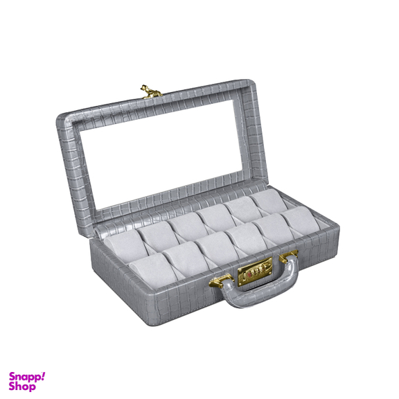 جعبه ساعت 12 خانه چرم طرح کروکودیلی کد TW-2483