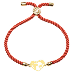 دستبند طلا 18 عیار زنانه کرابو طرح کره زمین و قلب مدل kr100140