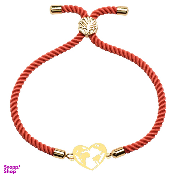 دستبند طلا 18 عیار زنانه کرابو طرح کره زمین و قلب مدل kr100140