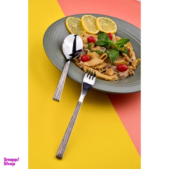 سرویس قاشق و چنگال 31 پارچه سی اند اس طرح چوبی