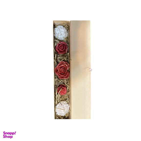 شمع مدل باکس گل رز کد 11003 بسته 4 عددی